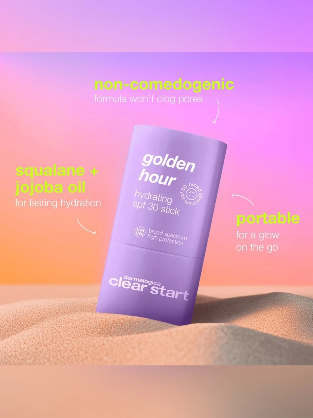 Dermalogica Clear Start Golden Hour Hydrating SPF 30 Stick 0.67 oz NEW-2x LOT